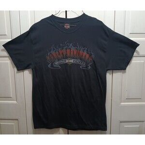 Vintage HARLEY-DAVIDSON Fargo ND Graphic Black T Shirt Size L
